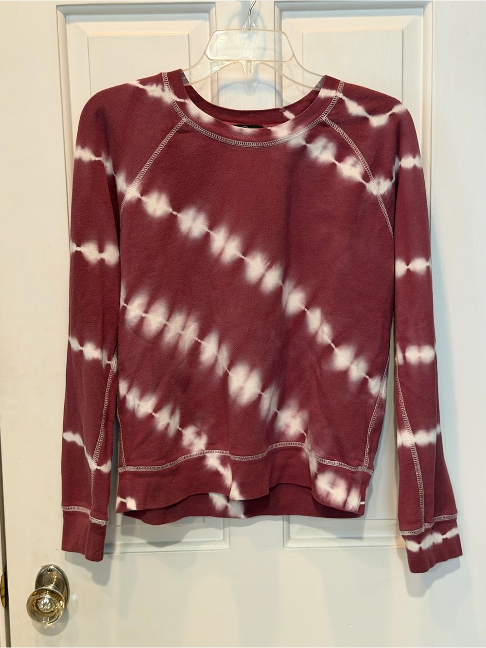Rails Burgundy/White Tie-Dye Crewneck Raglan Pullover Sweatshirt Size S